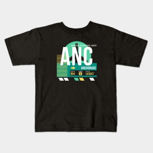 Anchorage (ANC) Airport // Retro Sunset Baggage Tag Kids T-Shirt